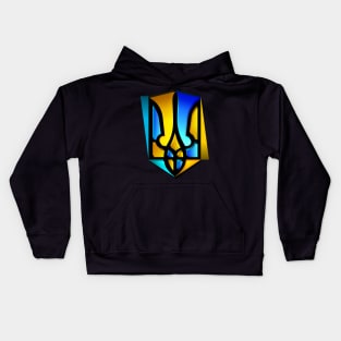 Stained glass Ukrainian trident Kids Hoodie